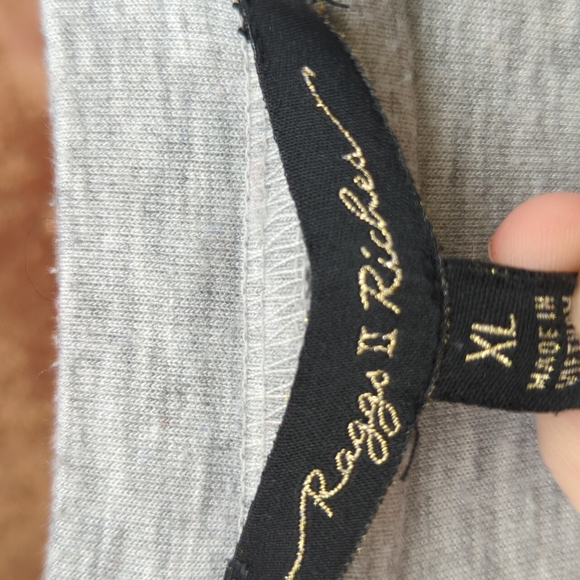 RAGS TO RICHES " Blessed" Gray and Maroon Sweatshirt XL Oversized comfortable - Picture 4 of 6